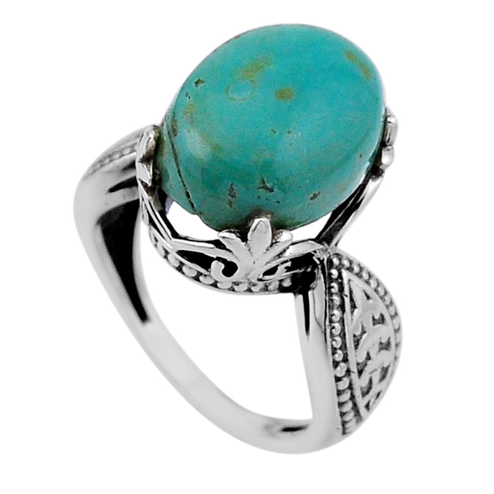 925 silver 9.88cts solitaire green arizona mohave turquoise ring size 8 n52725
