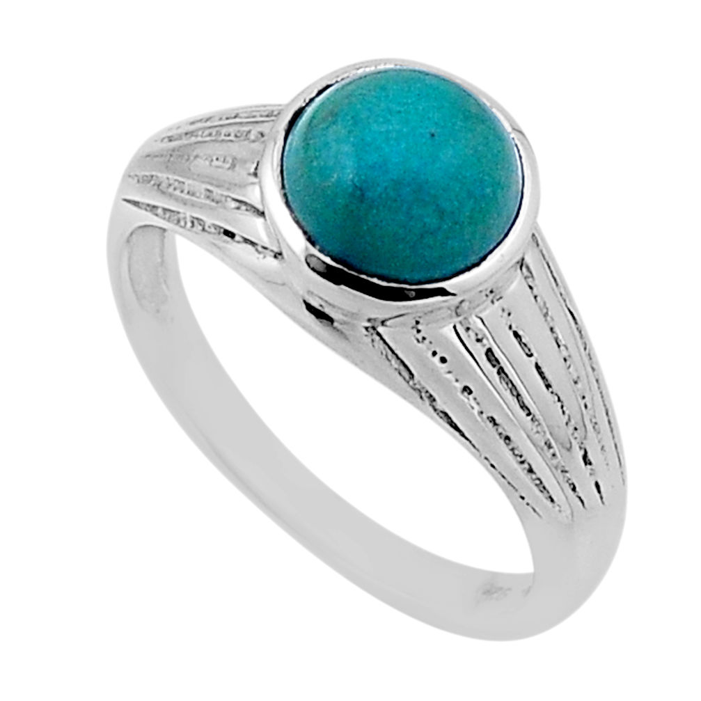 925 silver 2.49cts solitaire green arizona mohave turquoise ring size 8 n54739
