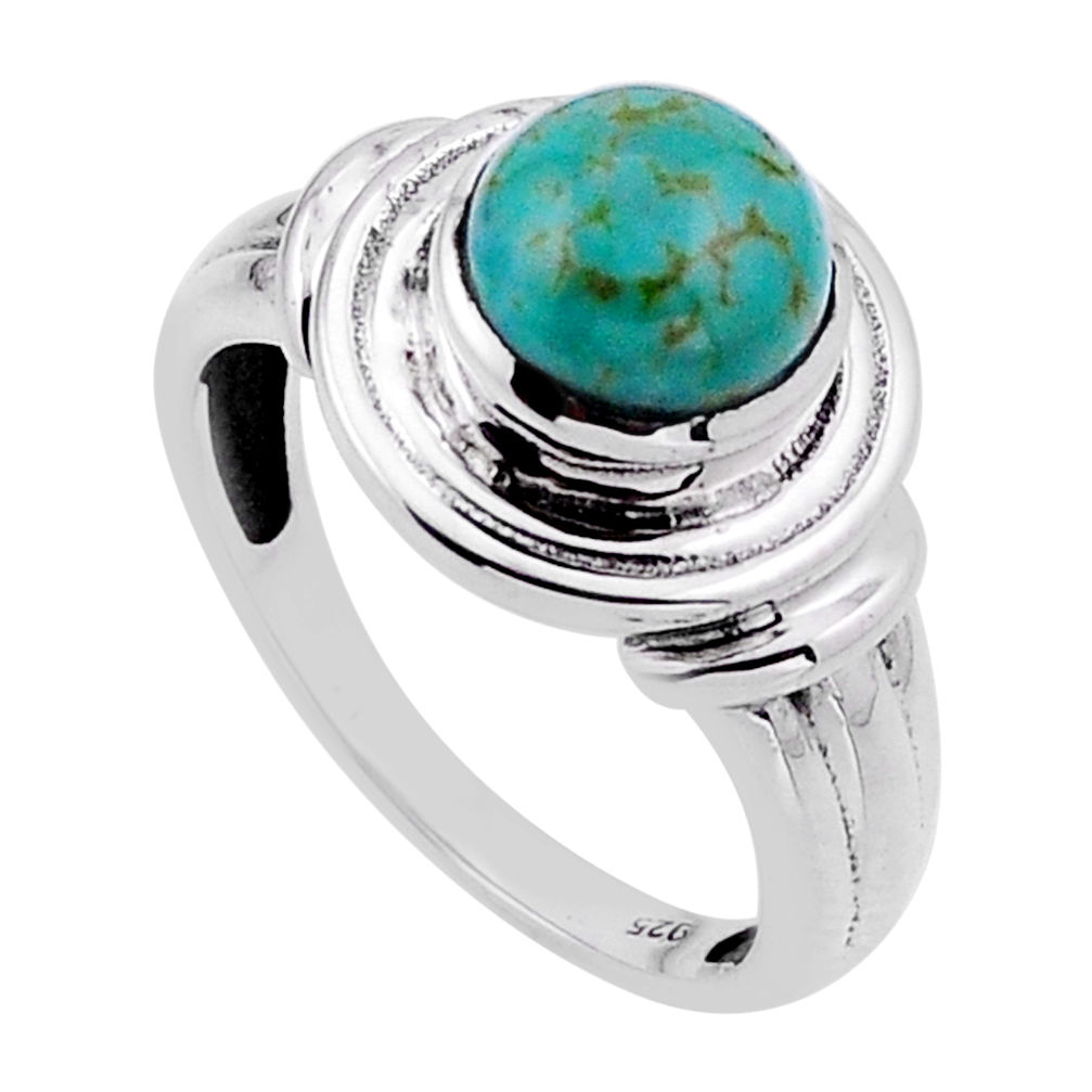 925 silver 3.34cts solitaire green arizona mohave turquoise ring size 8 n54815