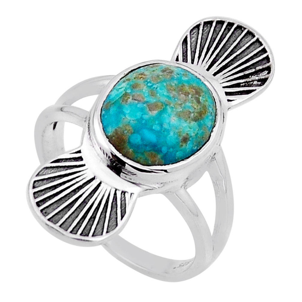 925 silver 5.62cts solitaire green arizona mohave turquoise ring size 8 n54977