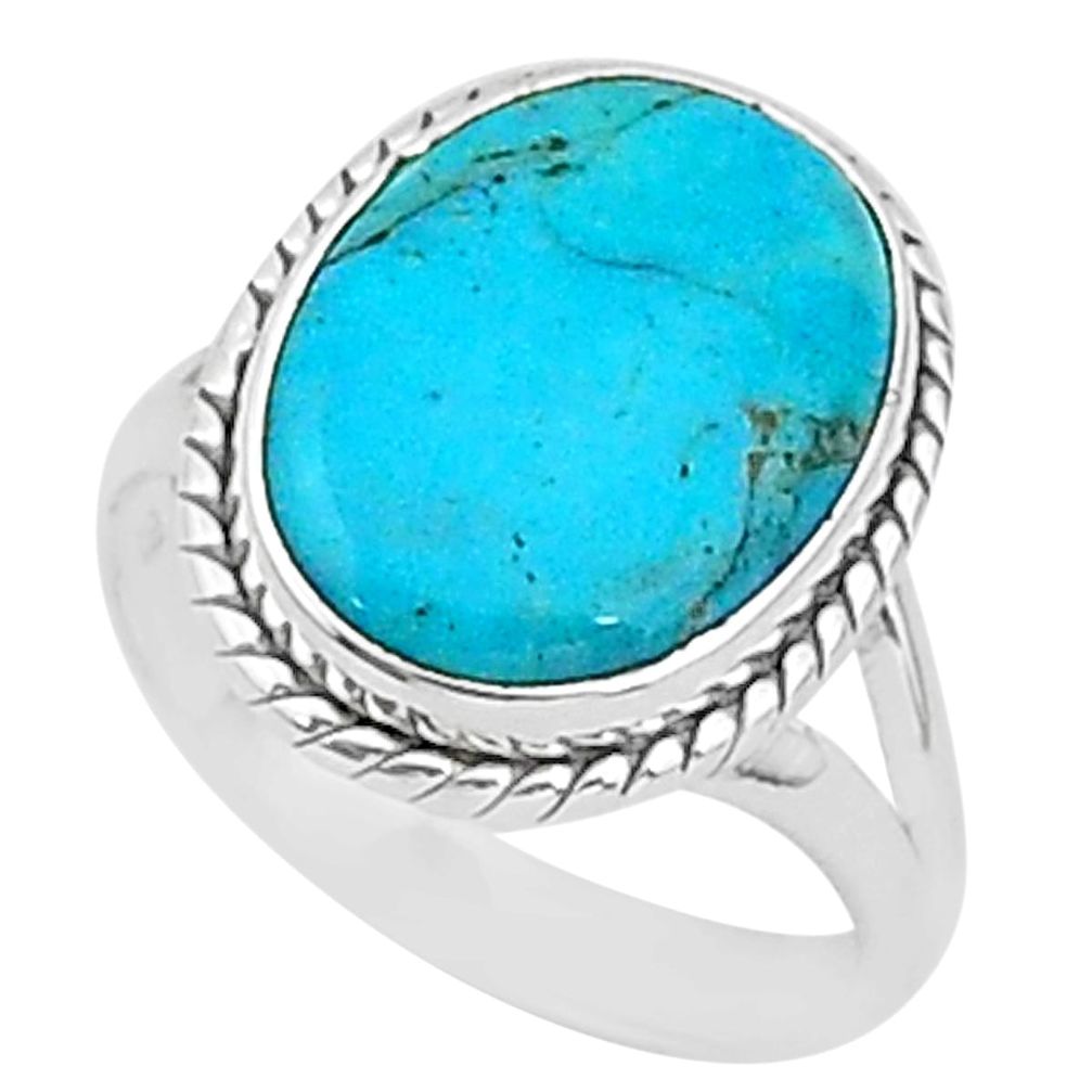 925 silver 9.98cts solitaire green arizona mohave turquoise ring size 8 t1578