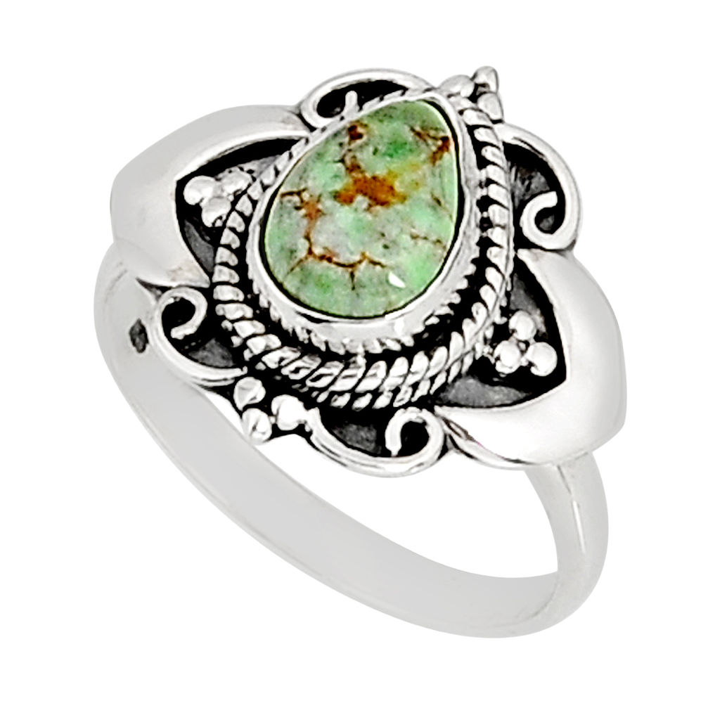 925 silver 2.55cts solitaire green arizona mohave turquoise ring size 7.5 y76855