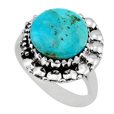 925 silver 6.04cts solitaire green arizona mohave turquoise ring size 8.5 y79191