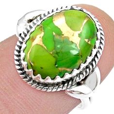 925 silver 5.28cts solitaire green copper turquoise oval ring size 7 u51427