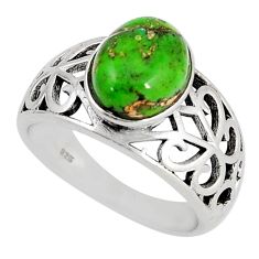 925 silver 4.02cts solitaire green copper turquoise oval ring size 7 y50566