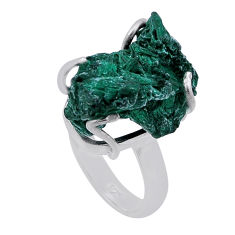 925 silver 17.33cts solitaire green malachite (pilot's stone) ring size 6 n47575