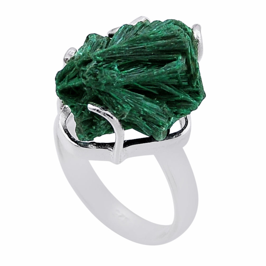 925 silver 21.79cts solitaire green malachite (pilot's stone) ring size 8 n47580
