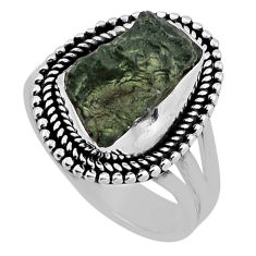 925 silver 6.63cts solitaire green moldavite (genuine czech) ring size 7 n36292