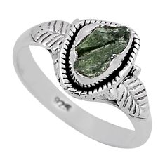 925 silver 1.81cts solitaire green moldavite (genuine czech) ring size 7 n36607