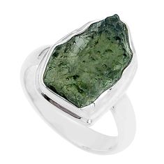 Clearance Sale- 925 silver 7.57cts solitaire green moldavite (genuine czech) ring size 7 u62526