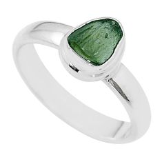 Clearance Sale- 925 silver 1.82cts solitaire green moldavite (genuine czech) ring size 7 u77959