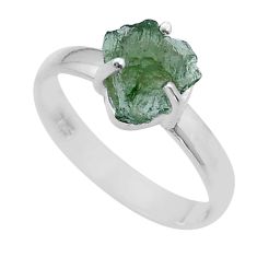 Clearance Sale- 925 silver 2.48cts solitaire green moldavite (genuine czech) ring size 7 u77998