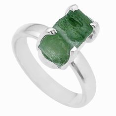 Clearance Sale- 925 silver 4.69cts solitaire green moldavite (genuine czech) ring size 7 u78048