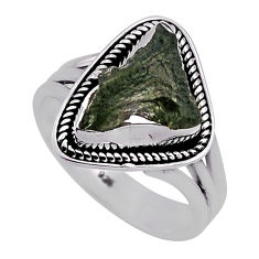 925 silver 5.79cts solitaire green moldavite (genuine czech) ring size 8 n36289