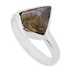 925 silver 4.22cts solitaire green moldavite (genuine czech) ring size 8 n53904