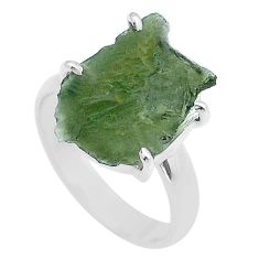 Clearance Sale- 925 silver 7.25cts solitaire green moldavite (genuine czech) ring size 8 u62343