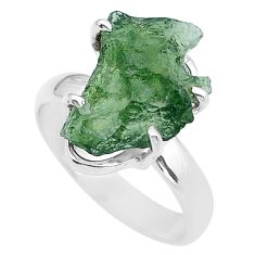 Clearance Sale- 925 silver 7.54cts solitaire green moldavite (genuine czech) ring size 8 u62354