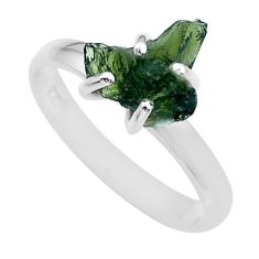 Clearance Sale- 925 silver 2.94cts solitaire green moldavite (genuine czech) ring size 8 u77978