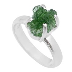 Clearance Sale- 925 silver 4.93cts solitaire green moldavite (genuine czech) ring size 8 u78051