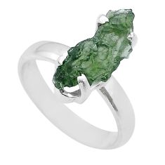 Clearance Sale- 925 silver 4.93cts solitaire green moldavite (genuine czech) ring size 8 u78069