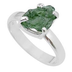 Clearance Sale- 925 silver 4.63cts solitaire green moldavite (genuine czech) ring size 9 u78043