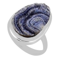 925 silver solitaire grey desert druzy (chalcedony rose) ring size 10.5 n31356
