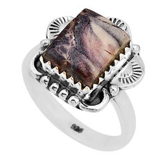 925 silver 3.85cts solitaire grey porcelain jasper (sci fi) ring size 6.5 n2372