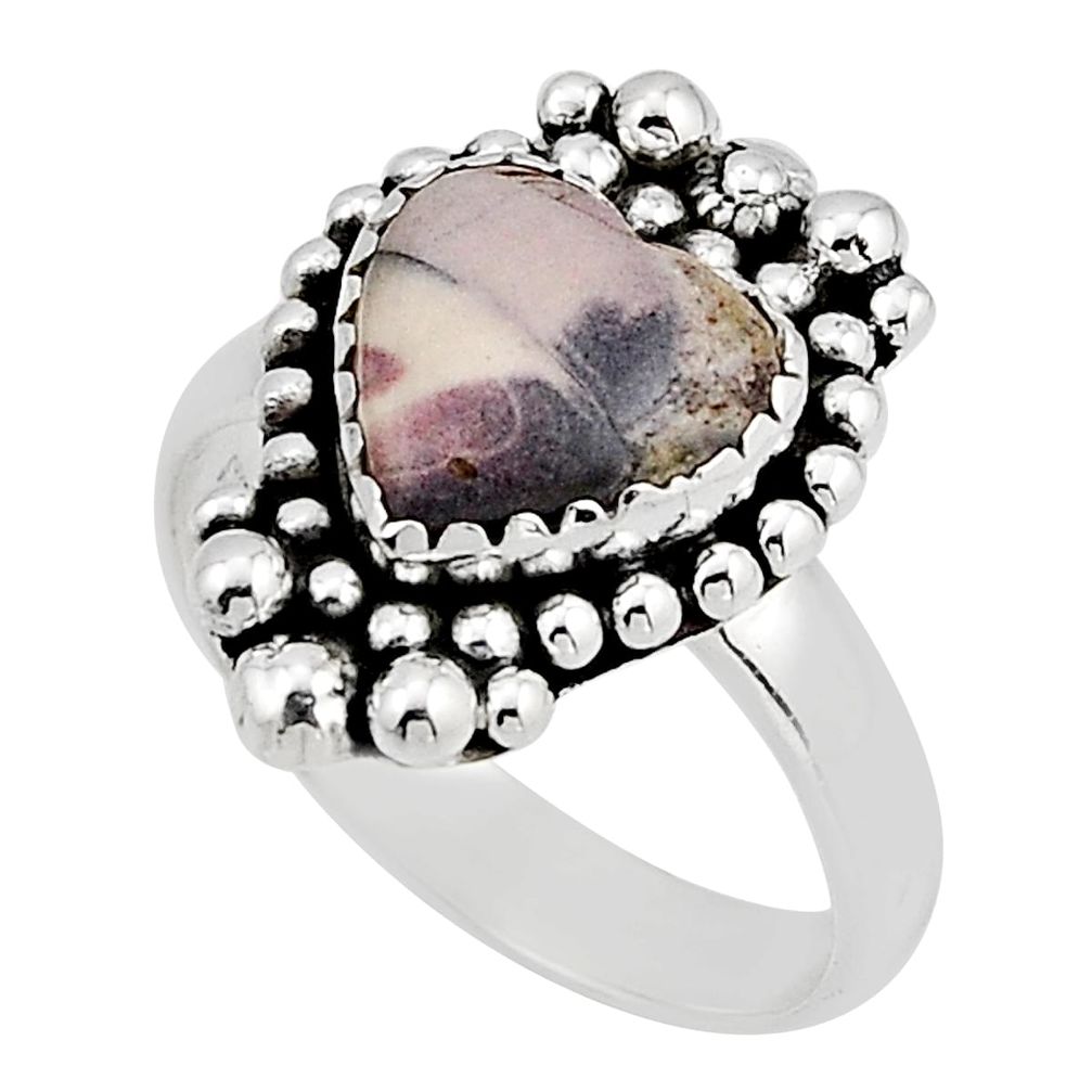 925 silver 5.68cts solitaire grey porcelain jasper (sci fi) ring size 8.5 n3585