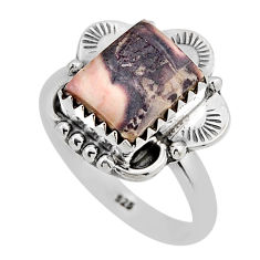 925 silver 4.02cts solitaire grey porcelain jasper (sci fi) ring size 8 n2737