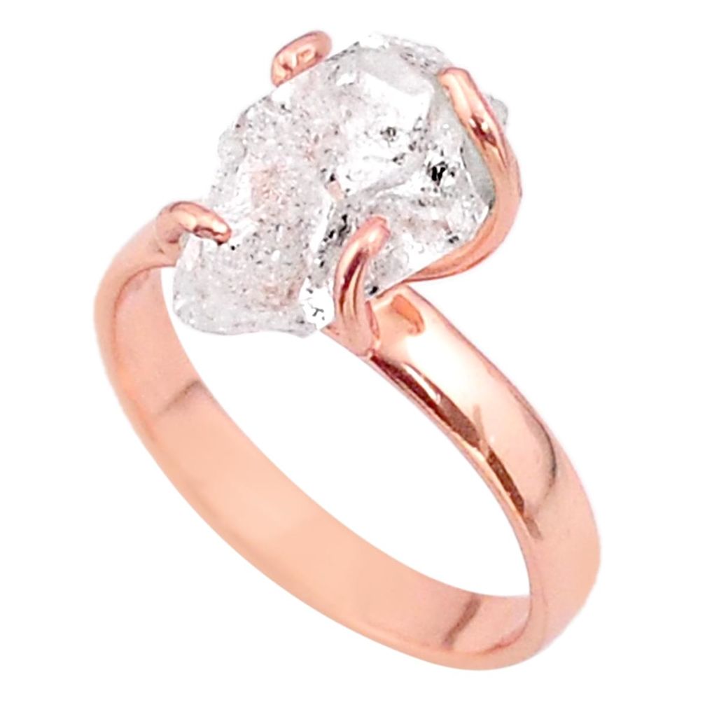 925 silver 5.06cts solitaire herkimer diamond 14k rose gold ring size 8 t49304