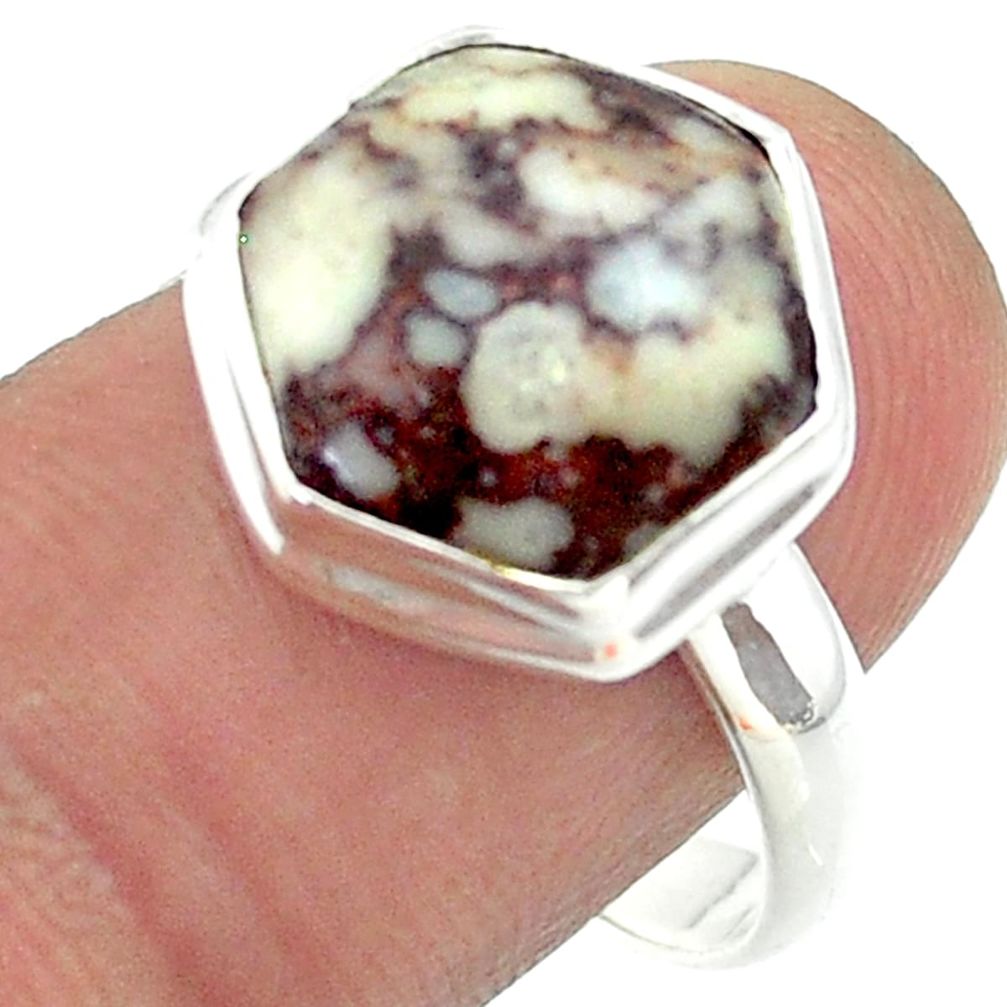 925 silver 7.04cts solitaire hexagon wild horse magnesite ring size 9 t55236
