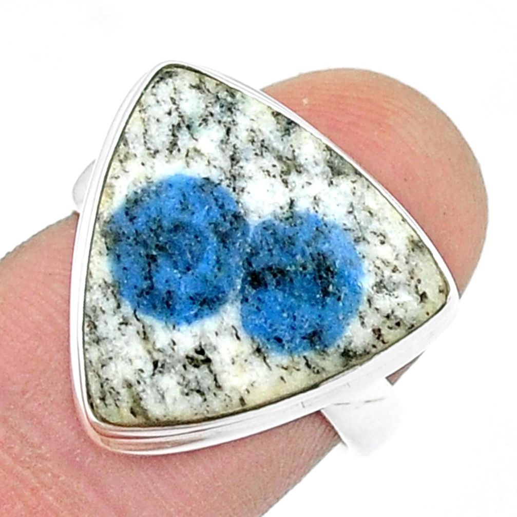 925 silver 11.71cts solitaire k2 blue (azurite in quartz) ring size 7 u47723