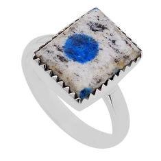 925 silver 6.70cts solitaire k2 blue (azurite in quartz) ring size 8 n50687