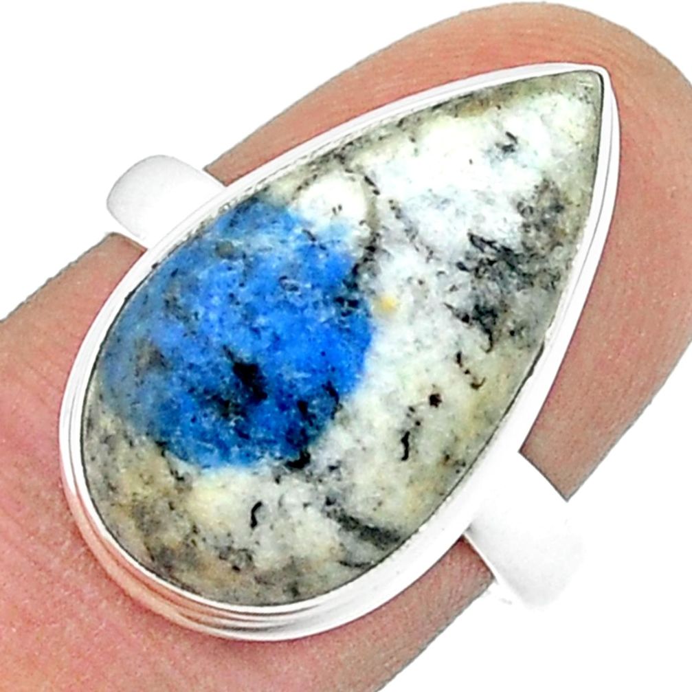 925 silver 13.87cts solitaire k2 blue (azurite in quartz) ring size 8 u47726