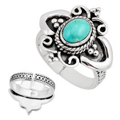 925 silver 1.56cts solitaire  turquoise adjustable ring size 8 y93738