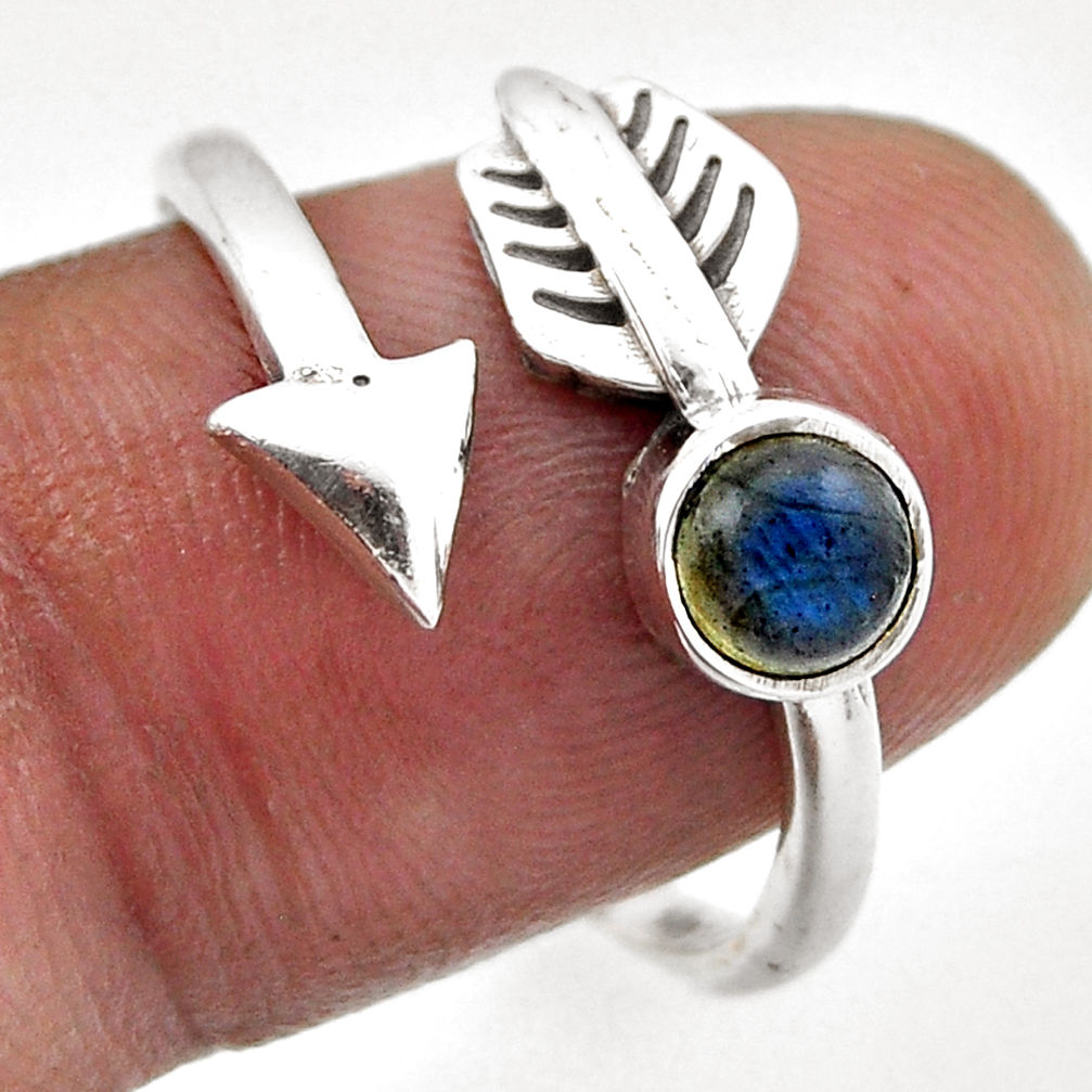 925 silver 0.82cts solitaire labradorite arrow adjustable ring size 9 n45759