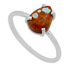 925 silver 3.09cts solitaire matrix royston turquoise pear ring size 7 n53105