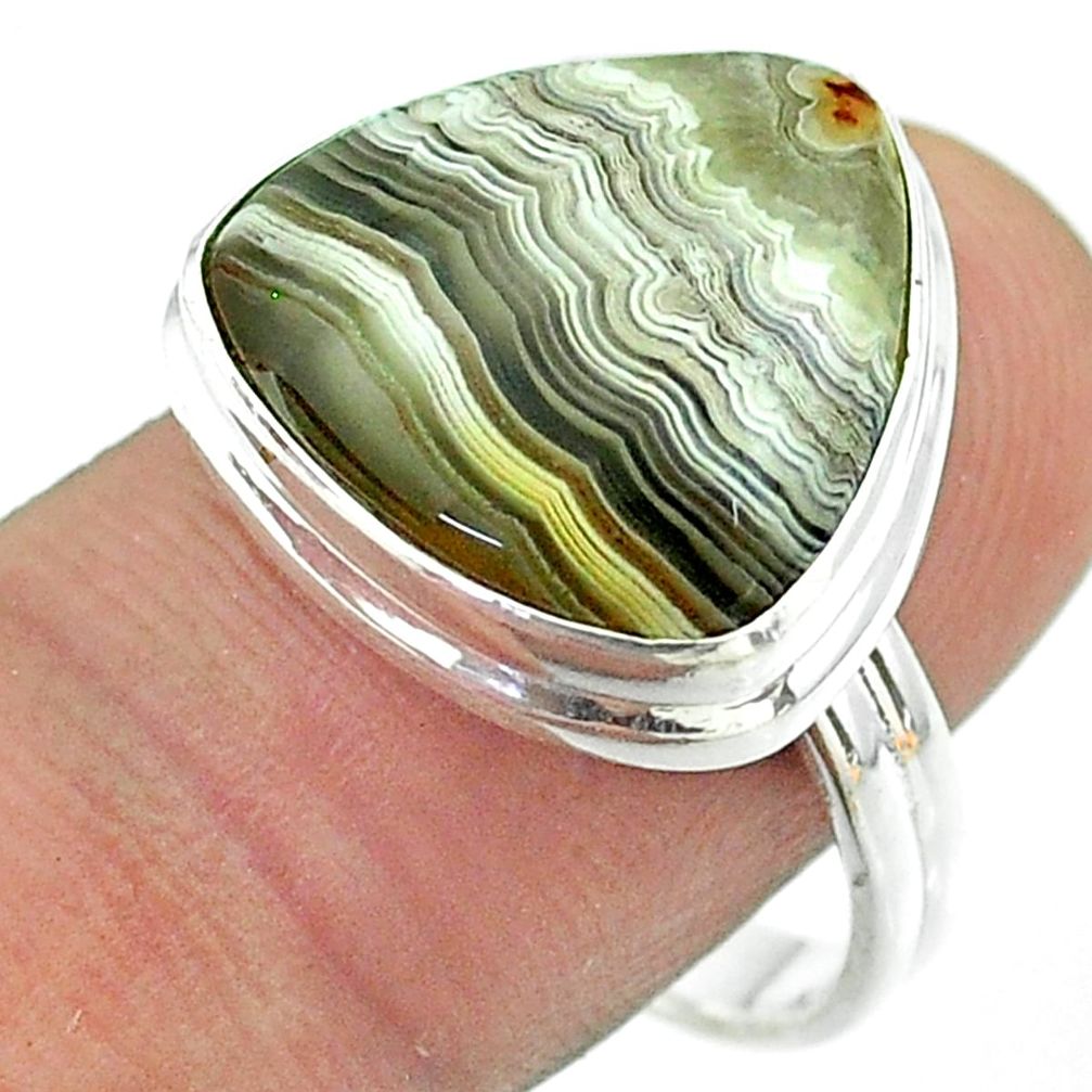 925 silver 14.35cts solitaire mexican laguna lace agate ring size 9 t54157