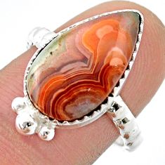 925 silver 8.23cts solitaire mexican laguna lace agate ring size 8.5 u39589