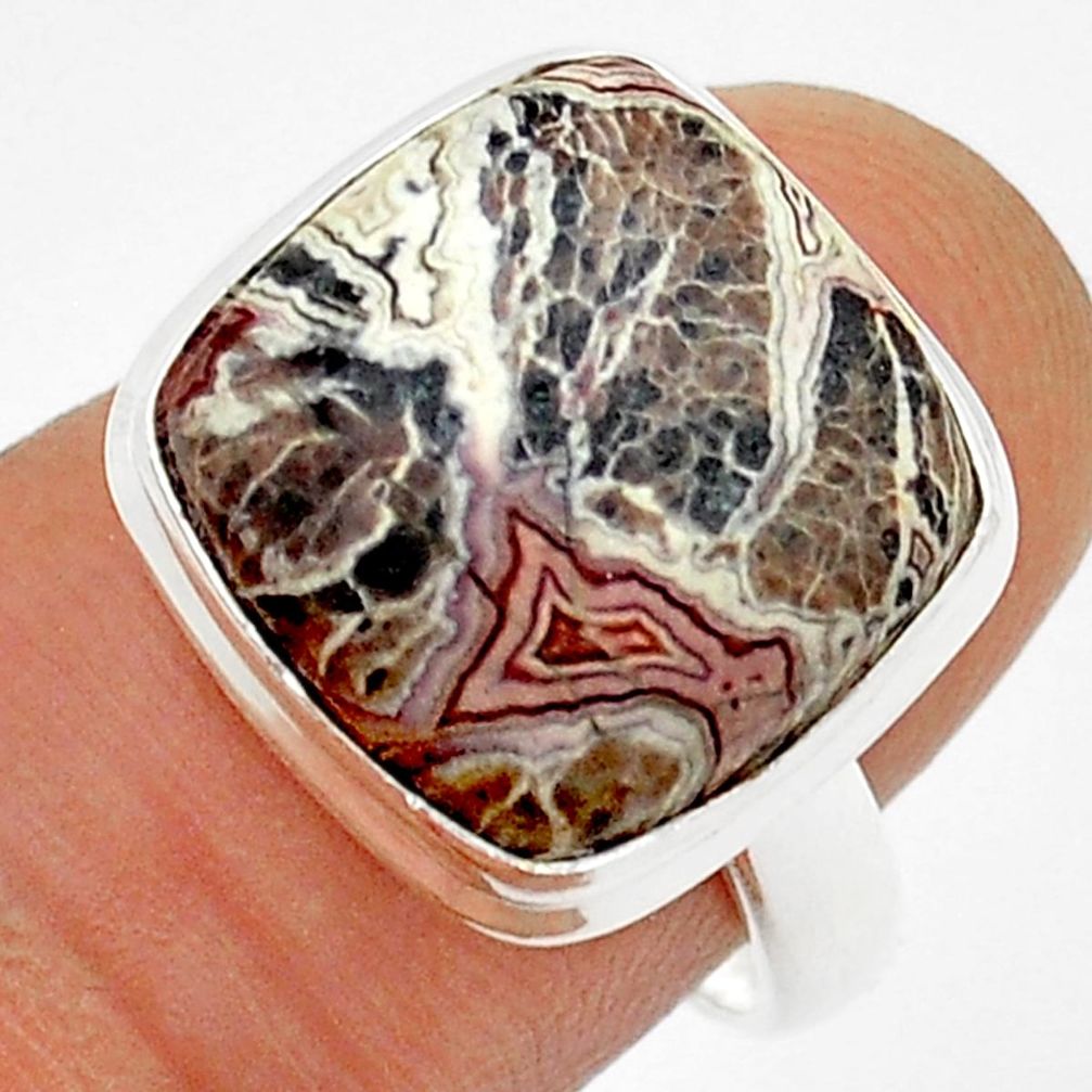 925 silver 12.79cts solitaire mexican laguna lace agate ring size 7.5 u89316