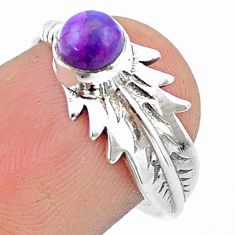Clearance Sale- 925 silver 0.77cts solitaire mojave turquoise round feather ring size 6.5 u33668