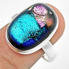 925 silver 12.48cts solitaire multi color dichroic glass ring size 8 u28775
