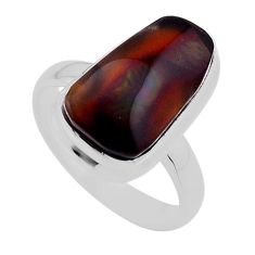 925 silver 7.27cts solitaire multi color mexican fire agate ring size 7.5 n53731