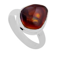 925 silver 5.50cts solitaire multi color mexican fire agate ring size 7.5 n53737
