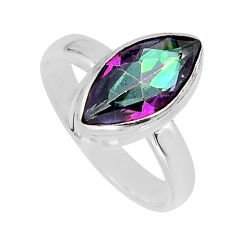 925 silver 6.39cts solitaire multi color rainbow topaz ring size 7.5 y65975