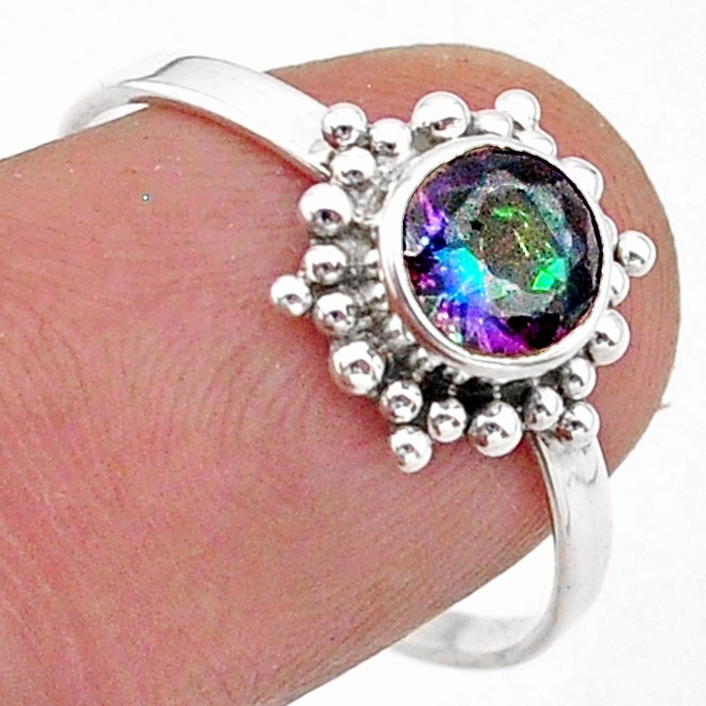 925 silver 1.25cts solitaire multi color rainbow topaz round ring size 8 t40043