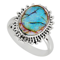 925 silver 3.39cts solitaire multi color sterling opal oval ring size 8 y79906