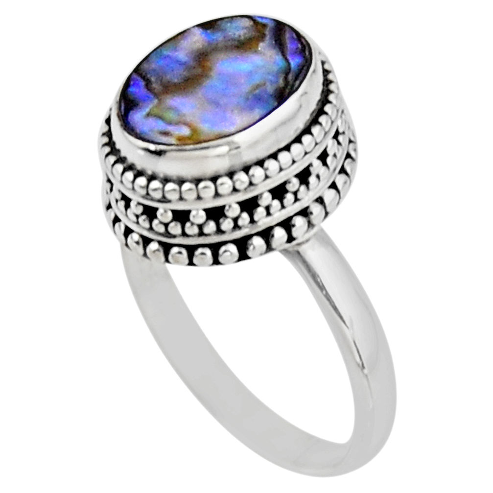 925 silver 3.75cts solitaire natural abalone paua seashell ring size 7.5 r51444
