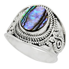 925 silver 4.71cts solitaire natural abalone paua seashell ring size 8.5 r51968