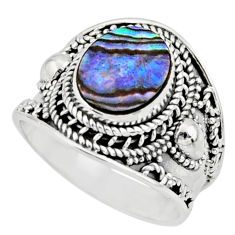 925 silver 4.71cts solitaire natural abalone paua seashell ring size 8.5 r51972